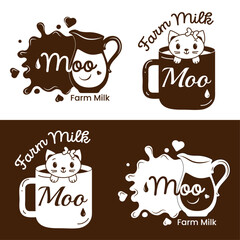 Vector logo for milk and dairy products in brown and white colors