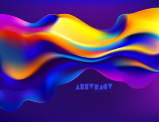 Abstract liquid holographic gradient shape. 3D Vector design element.