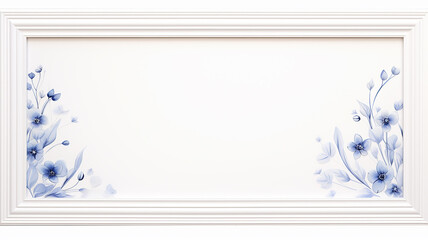 white classic strict frame with a background copy space decorated with delicate wildflowers, a spring greeting card