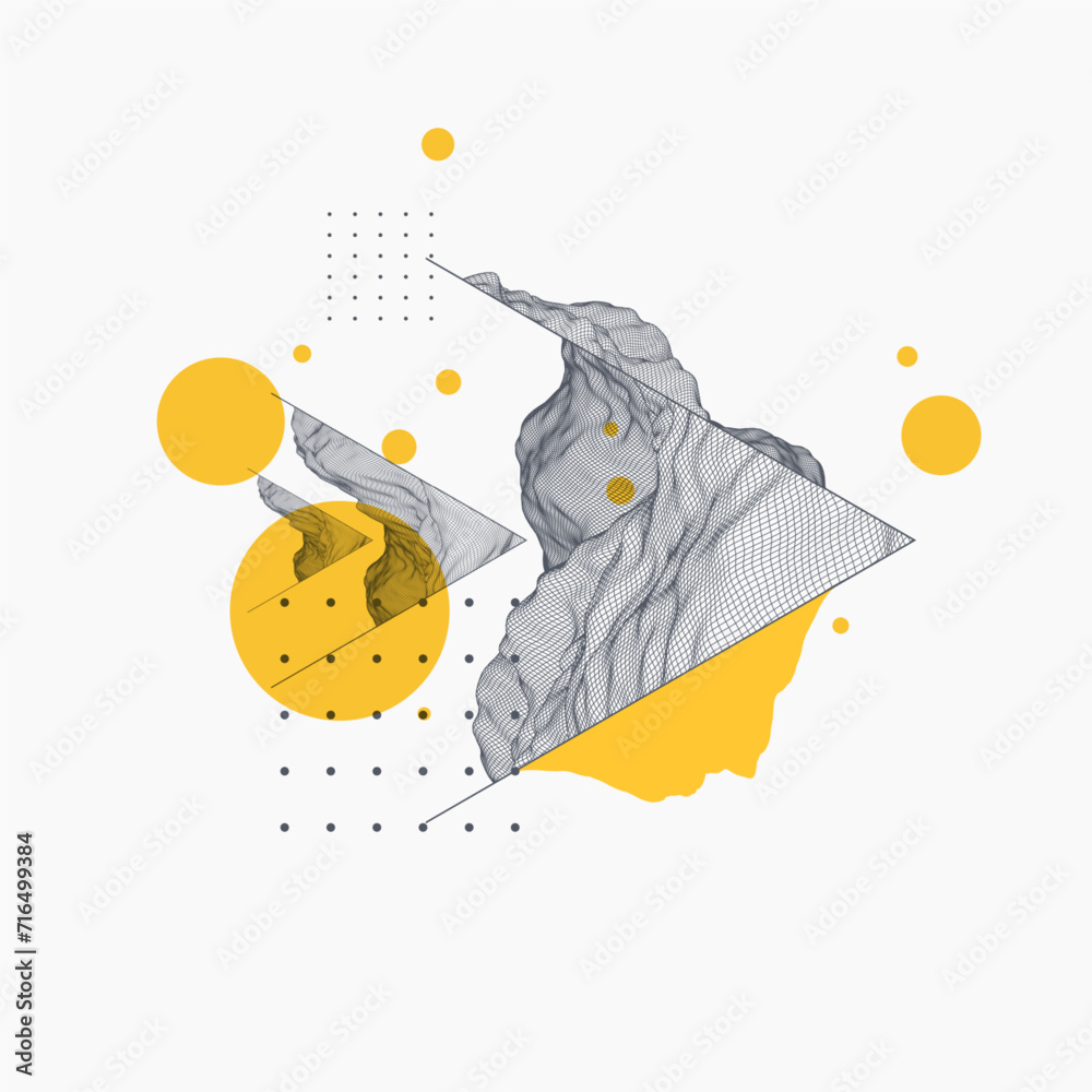 Aufkleber abstract art wireframe background. modern science or technology art elements. surface illustration. 