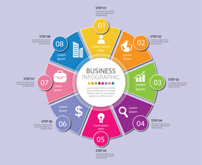 Flat colorful circular diagram infographic