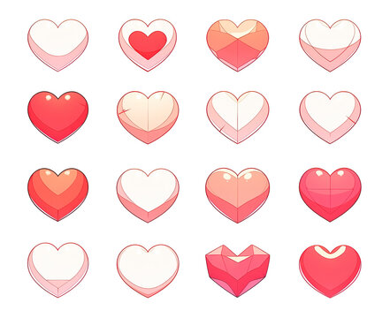 Creative background with hearts on a white background.
