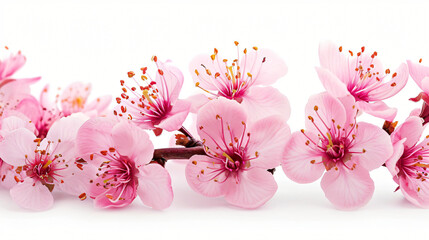 Fototapeta na wymiar Pink spring flowers isolated on white background