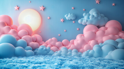 Cute newborn background or banner design for  event invitation, sale and promotion campaign. Pastel tones.