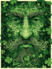 St. Patrick day, Green clover, Leprechaun drinking in a pub, pot of gold, background poster, lucky, wallpaper, card