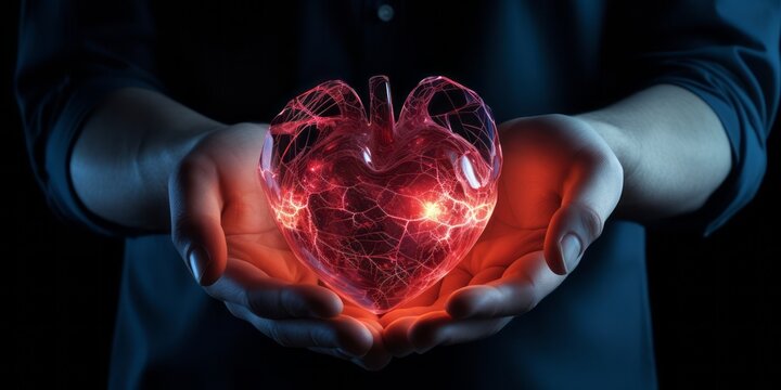 Close up of heart in man's hands.