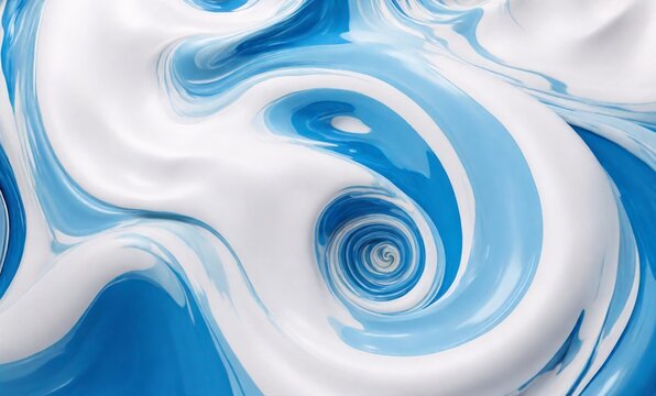 Abstract background of blue and white paint with swirls in it