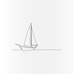 
Sailboat  continuous one line drawing outline vector illustration