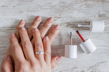 Painting nails with permanent paint and drying machine