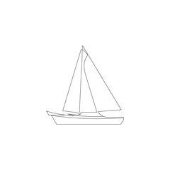 
Sailboat  continuous one line drawing outline vector illustration
