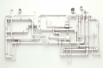Abstract pipes system on white background. Generative AI
