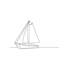 
Sailboat  continuous one line drawing outline vector illustration