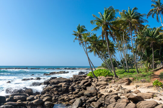 Beautiful Indian Ocean coastline on the island of Sri Lanka, Dondra.