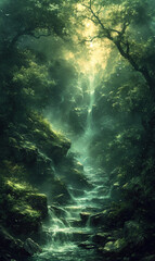 A mystical nature background for an oracle card. AI generative - obrazy, fototapety, plakaty