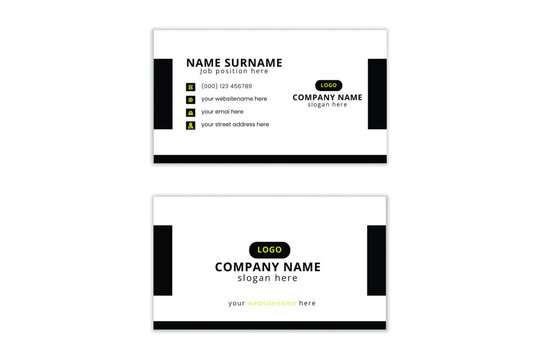 corporate business card template design. black and white name card design.