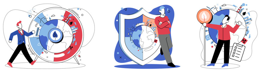 Hot climate vector illustration. High temperatures worldwide echo pervasive challenge a resounding call to combat hot climate As temperatures soar, ecosystems grapple with escalating problem hot