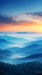 Obraz premium Sunrise over mountains captured in an aerial shot , Sunrise over mountains, aerial shot