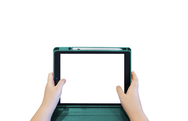 Boy's hand holding a tablet PNG transparent