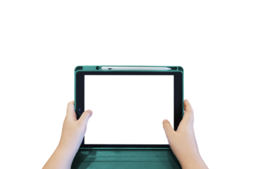 Boy's hand holding a tablet PNG transparent