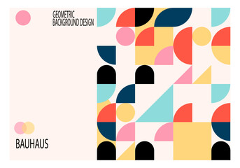 Abstract colorful geometric and shapes bauhaus background vector illustration for banner, web, poster, cover, cards and prints.