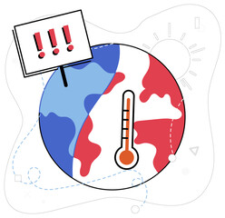 Hot climate vector illustration. High temperatures worldwide underscore pressing reality hot climate crisis The atmosphere, laden with warming trends, bears witness to consequences hot climate