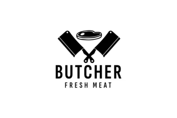 Fotobehang butcher shop logo vector icon illustration © Dyn Studio
