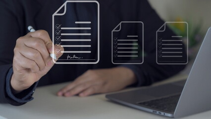 Online business contract Electronic signature, e-signing, digital document management, paperless office, signing business contract concept