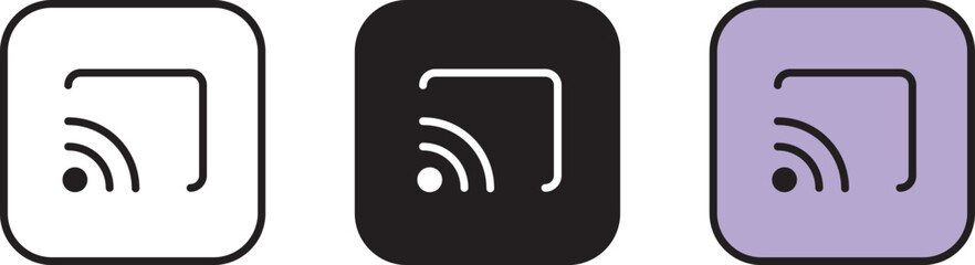 Cast, Screencast lined, isolated and colored style. Vector illustration