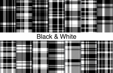 Black and white plaid bundles, textile design, checkered fabric pattern for shirt, dress, suit, wrapping paper print, invitation and gift card.