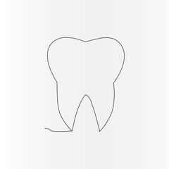 Teeth  continuous one line drawing outline vector illustration