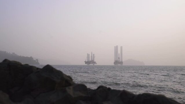 Oil platform on the coast of Limbe, Cameroon, Africa