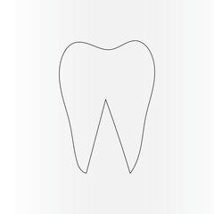 Teeth  continuous one line drawing outline vector illustration