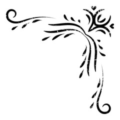Obraz premium Corner and frame swirls divider ornamental. Filigree with vintage style. Grunge texture. Element design calligraphy. Decoration for frame, greeting card, invitation, menu, certificate.