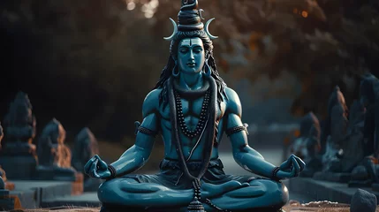 Tuinposter Hindu God Shiva statue in meditation. © john