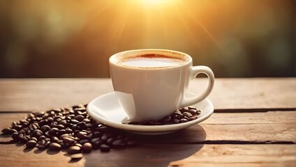 cup of coffee with beans