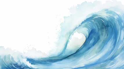 Wandcirkels tuinposter sea wave watercolor illustration isolated on white background, graphic element of ocean design © kichigin19
