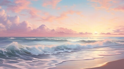 Fototapeta na wymiar Beautiful calm ocean beach waves sunset photography