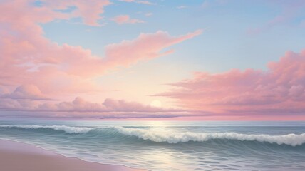 Fototapeta na wymiar Beautiful calm ocean beach waves sunset photography