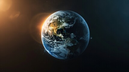 Eco concept. Half sphere of earth with light side and darker sid   