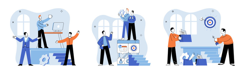 Successful business. Vector illustration. Employment in supportive and inclusive organization fosters togetherness and excellence Support from partners and stakeholders propels businesses toward