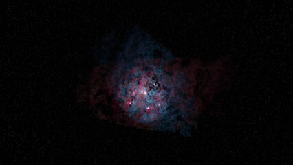 Colorful pink blue planetary nebula with star field in background (3D Rendering)