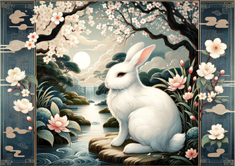 Chinese horoscope. The Year of the Rabbit. - obrazy, fototapety, plakaty