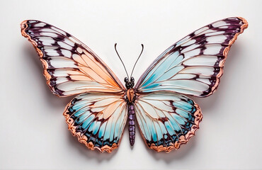 Multi-colored butterfly on a white background