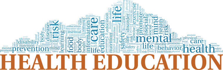 Obraz premium Health Education word cloud conceptual design isolated on white background.