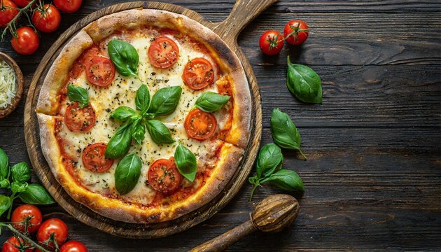 pizza with mushrooms and tomatoes