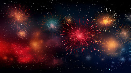 Fototapeta premium Beautiful creative holiday background with fireworks and sparkles