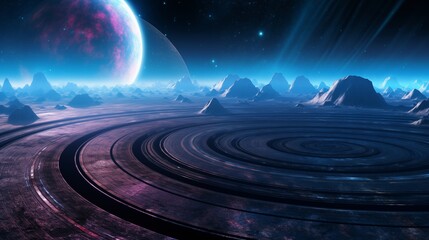 Fototapeta premium Code galaxy exploration, abstract code elements and celestial patterns, cosmic landscape, vastness and exploration within the coding universe