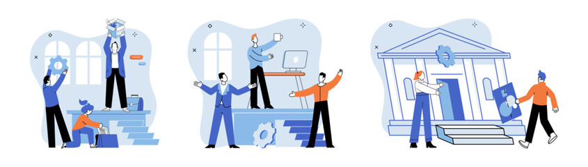 Successful business. Vector illustration. Planning and organization are essential for achieving goals Collaboration and discussion lead to successful outcomes Professionalism and teamwork contribute