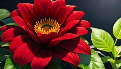 red and yellow dahlia, Beautiful flowers in a beautiful large garden They look like a dreamy photo sequence
