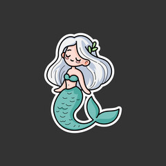 beautiful mermaid stickers, cartoon style, kawaii